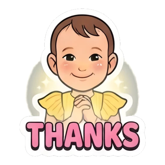 Thankful toddler with hands together Little Sunshine Expressions sticker for expressive chats and social replies.