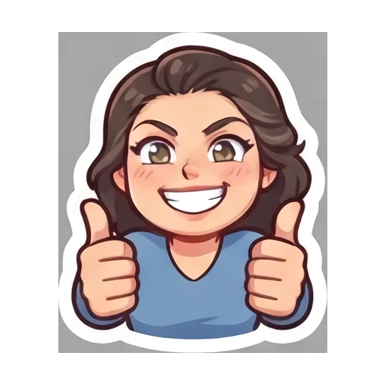 Young woman giving a double thumbs-up with a happy grin Cheerful Brunette Daily Life sticker for expressive chats and social replies.