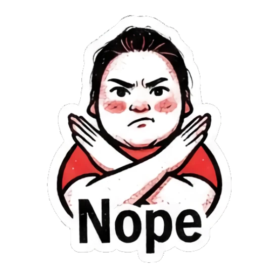 Girl crossing arms with Nope text Punk Girl Daily Vibes sticker for expressive chats and social replies.