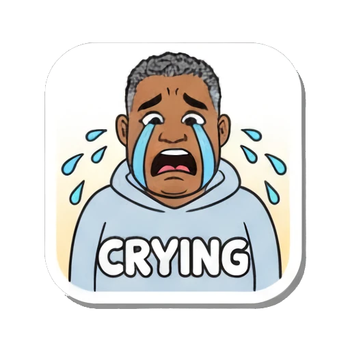 Man crying with large blue tears Daily Duo Vibes sticker for expressive chats and social replies.