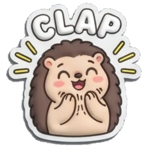 Hedgehog clapping hands with excitement Puffy Hedgehog Daily sticker for expressive chats and social replies.