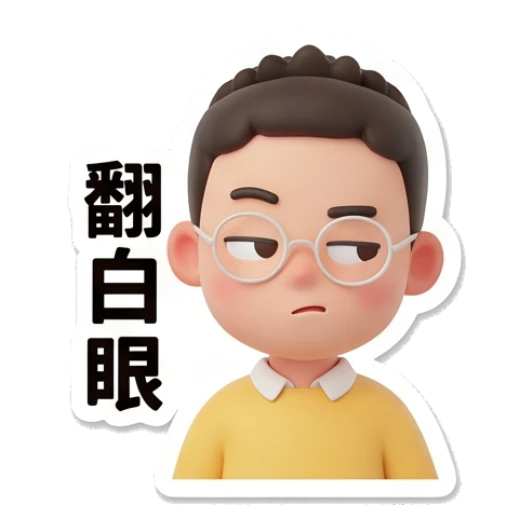 Boy with glasses rolling eyes in annoyance. Cheerful Glasses Boy Daily sticker for expressive chats and social replies.