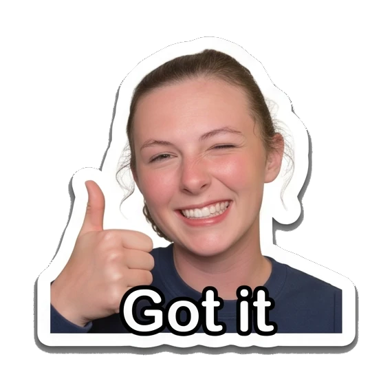 Young woman smiling and giving a thumbs up, text 'Got it' Daily Life of a Girl sticker for expressive chats and social replies.