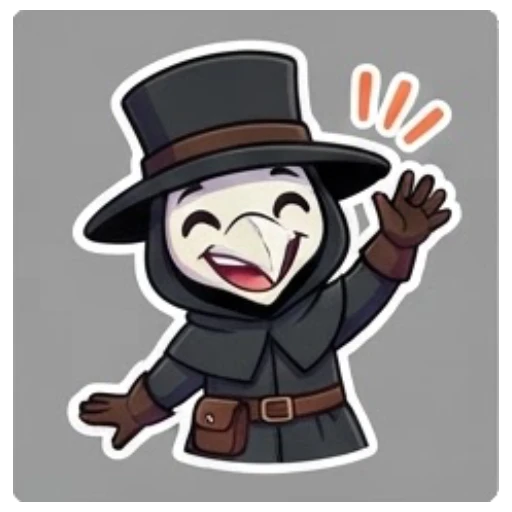 Plague doctor waving hello with a friendly smile Plague Doctor Adventures sticker for expressive chats and social replies.
