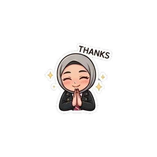 Hijab girl smiling with hands together in gratitude Hijab Girl Daily Life sticker for expressive chats and social replies.