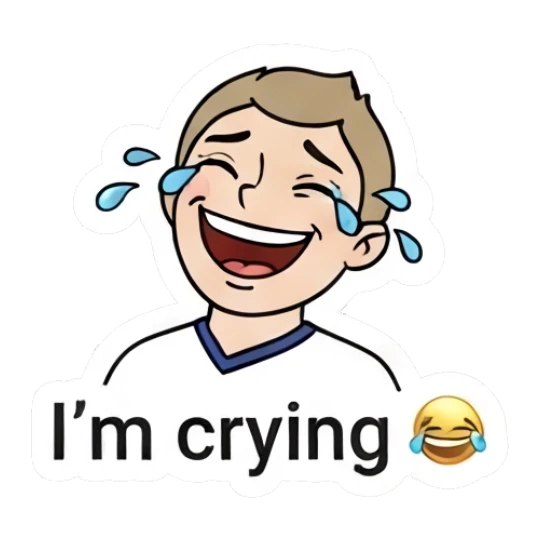 A laughing boy with tears of joy streaming down. Daily Life of a Cartoon Boy sticker for expressive chats and social replies.