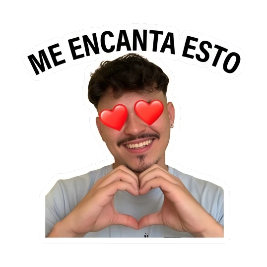 Young man making a heart shape with his hands and heart eyes. Daily Life of a Trendy Guy sticker for expressive chats and social replies.
