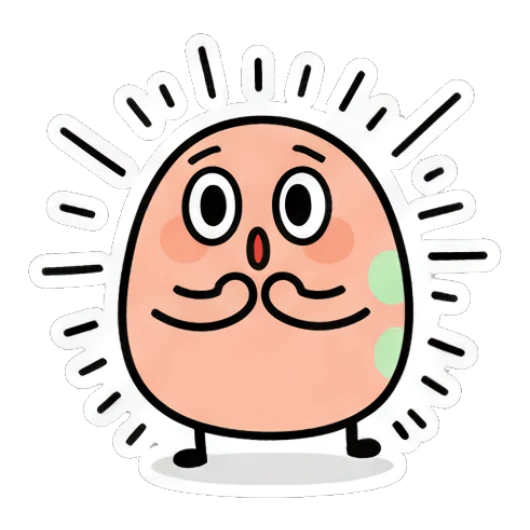 Egg with mustache looking confused with Wait what text Doodle Egg Moods sticker for expressive chats and social replies.