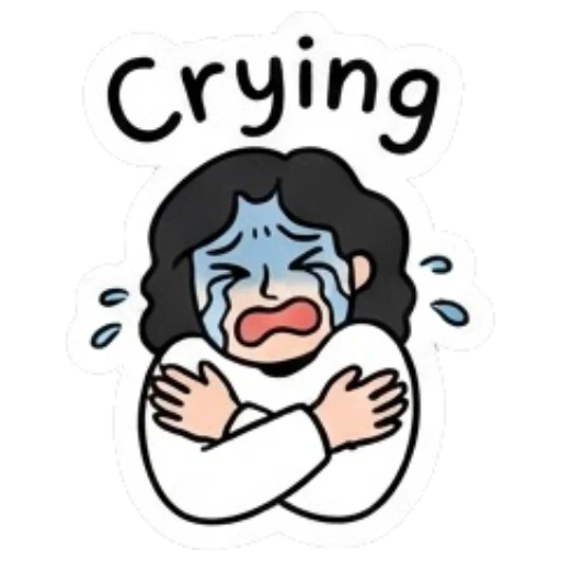 Girl crying with blue tears and crossed arms Daily Life of a Cool Girl sticker for expressive chats and social replies.