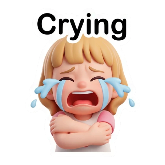 Blonde girl crying loudly with arms crossed Blonde Girl Daily Vibes sticker for expressive chats and social replies.