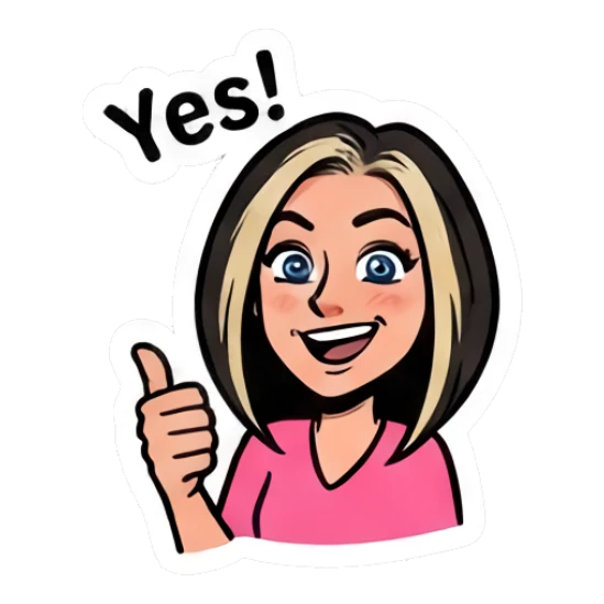 Girl giving a thumbs up with happy expression Sassy Girl Daily Vibes sticker for expressive chats and social replies.