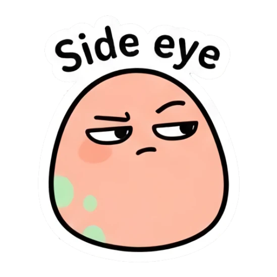 Suspicious egg character giving a side eye glance Doodle Egg Expressions sticker for expressive chats and social replies.