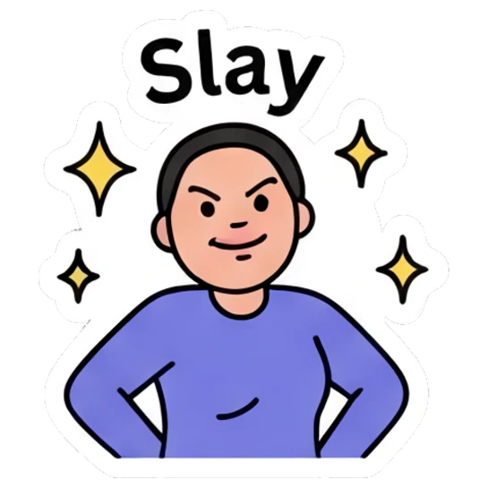Boy standing with hands on hips in a confident slay pose. Daily Mood Doodle Boy sticker for expressive chats and social replies.