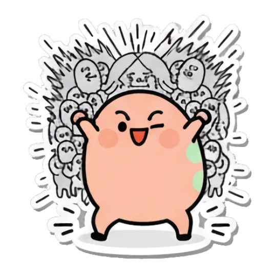 Happy egg with crowd cheering in background. Little Egg Emotions sticker for expressive chats and social replies.