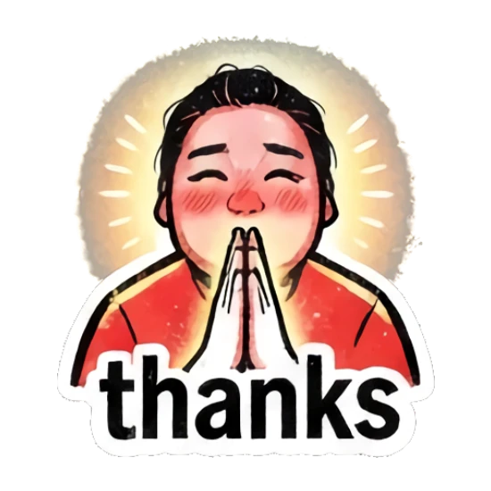 Girl praying with hands together and thanks text Punk Girl Daily Vibes sticker for expressive chats and social replies.