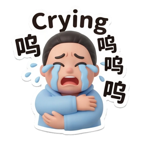 Youth crying loudly with tears streaming down Daily Life of a Trendy Youth sticker for expressive chats and social replies.